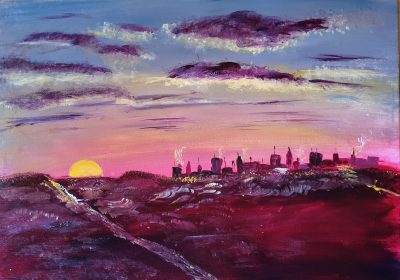 Skyline im Sonnenaufgang,( verkauft)Acryl