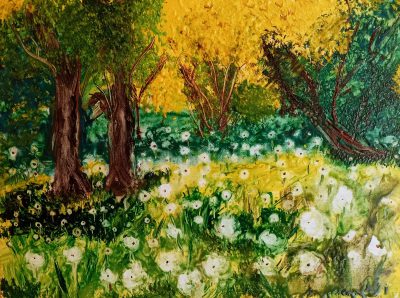 Löwenzahn Wiese ,Acryl 40×30, verkauft