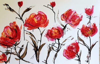 Abstrakt Blumen 1,15 ×75 Acryl verkauft
