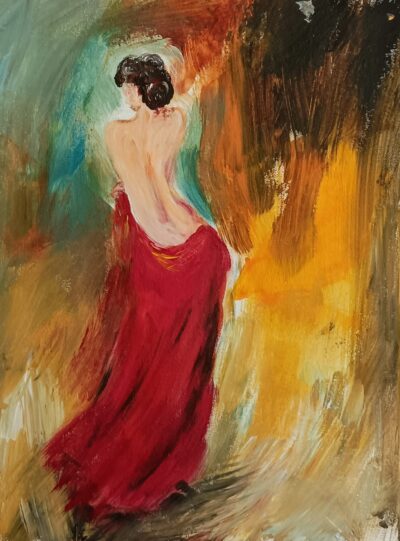 Frau mit Tuch ….Acryl 30×40.. verkauft