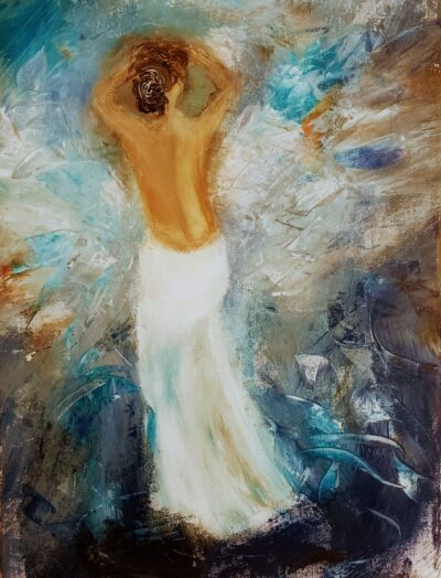Frau in Blau …Acryl 30×40… verkauft