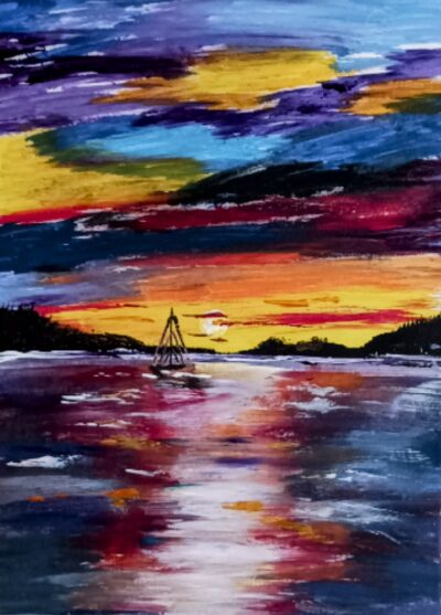Segelboot im Sonnenuntergang, verkauft