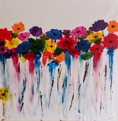 Bunte Blumen 50×50 verkauft
