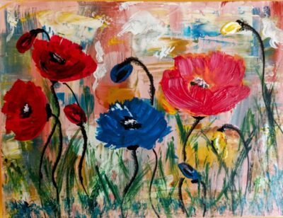 Abstrakt Mohnblumen 40×30 verkauft