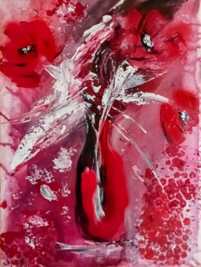 Mohnblumen in Vase, verkauft