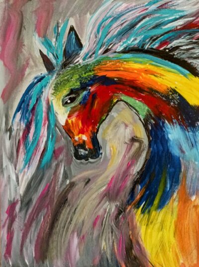 Buntes Pferd..30×40