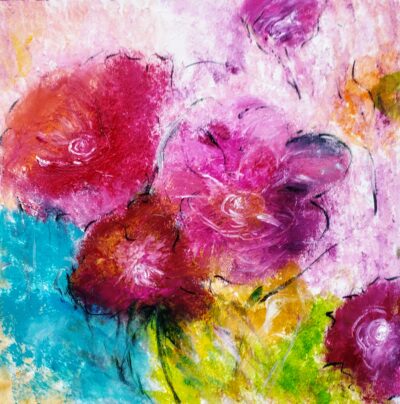 Blumen abstrakt,Acryl 50×50 verkauft