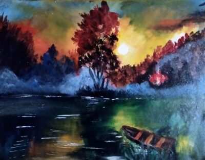 Landschaft mit Boot …50×40